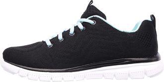 Skechers Womens Graceful Get Connected Sneaker, Black Mesh Turquoise Trim, 4.5 UK