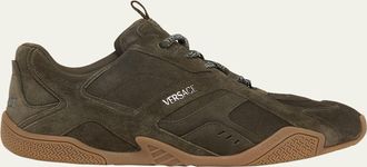 Versace Mens Galaxia Suede Low-Top Sneakers