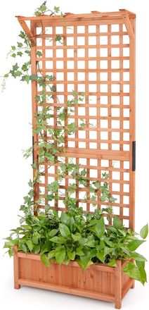 Costway Costway Cama De Jard&iacute;n Elevada Con Enrejado, Jardinera De Madera S&oacute;lida Para Interior Y Exterior Con Agujeros De Drenaje, Huerto Urbano Para Plantas, 