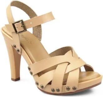 Candie's Gia Ankle Strap Platform Sandal in Natural Leather at Nordstrom, Size 10