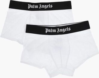Palm Angels Set Of 2 Stretch Cotton Boxer Briefs With Branded Elastic Wa size L
