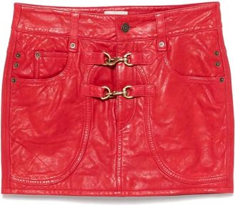 Isabel Marant Leren Rok met Gespen - Dames - Leren & Su&egrave;de rokken - Rood - XS - Leer - Rokken