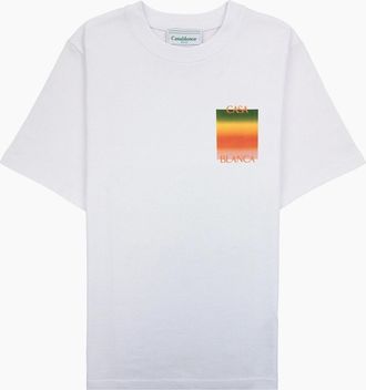 Casablanca Mens Casablanca Gradient Square Logo Printed T Shirt White 001 - Size: 42