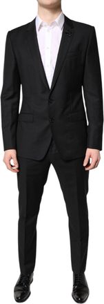 Dolce & Gabbana Mens Black Wool Single Breasted 2 Piece Suit Virgin