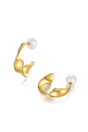 Classicharms Golden Chunky Wave Hoop Earrings