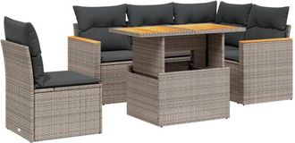 vidaXL Vidaxl - Set De Muebles De Jard&iacute;n 6 Pzas Y Cojines Rat&aacute;n Sint&eacute;tico Gris