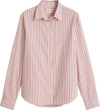 GANT Gestreepte Poplin Blouse - Dames - Overhemden - Paars - XL - Overhemden