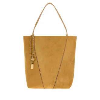 Chlo&eacute; Mustard Suede Chloe Spin Shopping Bag Bleachedbrown Borse A Mano
