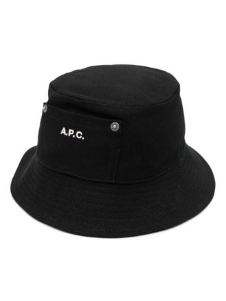 A.P.C. Cappello bucket con ricamo - Nero