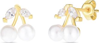 Sphera Milano Freshwater Pearl & Cubic Zirconia Cherry Stud Earrings in Gold at Nordstrom Rack