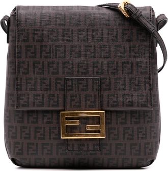 Fendi Pre-owned Womens Baguette Logo Crossbody Bag - Dark Brown Textile - One Size