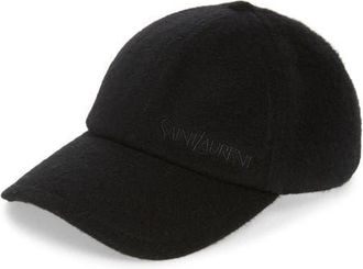 Saint Laurent Signature Vintage Cashmere Baseball Cap in Black at Nordstrom, Size 59