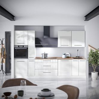 Vicco Cucina Componibile Fame-line, Bianco Lucido/bianco, 310 Cm Senza Piano Di Lavoro, Vicco