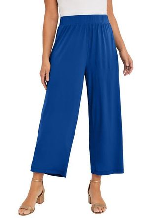 Jessica London Stretch Knit Wide Leg Crop Pant in Dark Sapphire at Nordstrom, Size 20