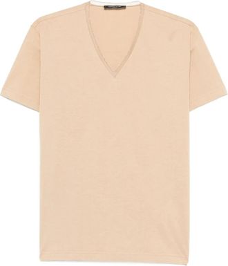 Fabiana Filippi T-shirt met V-hals - Dames - T-shirts - Beige - S - Katoen - Tops