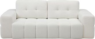 VENTE-UNIQUE.COM Sof&aacute; fijo poli&eacute;ster 2 plazas blanco 200x100cm