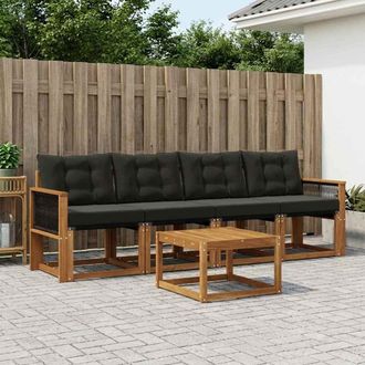 vidaXL Vidaxl Set Di Divani Da Esterno 5 Pz Naturale E Nero