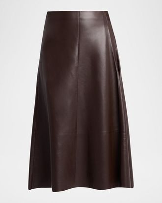 The Row Hedora Leather Midi Skirt