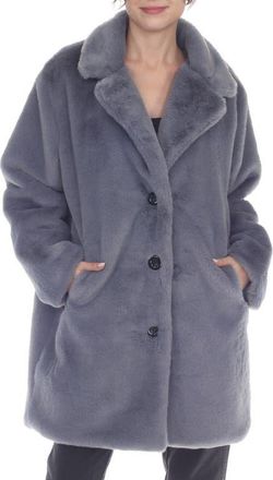 Rain + Rose Faux Fur Coat in Charcoal at Nordstrom, Size X-Large
