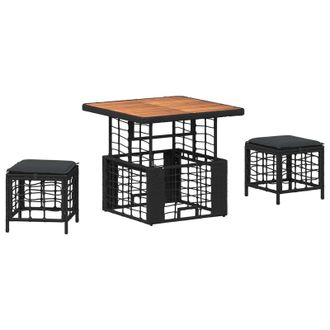 vidaXL Conjunto De Comedor De Jard&iacute;n Con Coj&iacute;n 3 Pcs Negro Y Gris Vidaxl