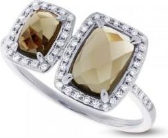 Allurez 0.22ct Diamond & 2.09ct Smokey Topaz 14k White Gold Ring