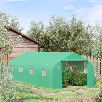 OUTSUNNY 6 x 3M Walk in Polytunnel Greenhouse Large Outdoor Grow House w/ Door in Green