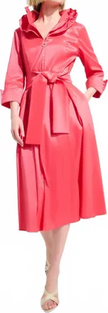 Joseph Ribkoff Pleated Taffeta Midi Fit And Flare Dress In Paradise Coral