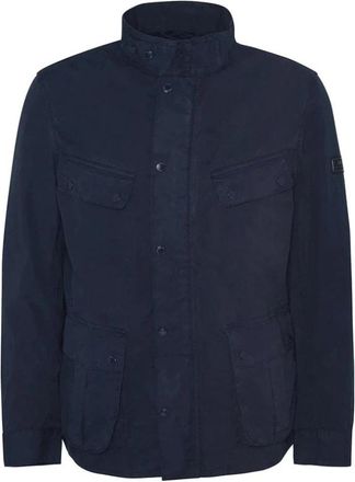 Barbour Blauwe Katoenen Jas met Rits en Knopen - Heren - Zomerjassen - Blauw - XL - Katoen - Jassen