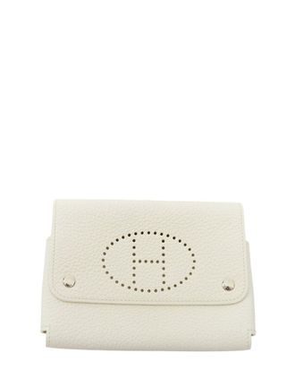 Herm&egrave;s Cream Clemence Leather Card Holder (Authentic Pre-Loved)