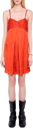 Zadig&Voltaire Rippies Pleated Satin Slipdress in Tangerine at Nordstrom, Size X-Small