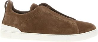 Ermenegildo Zegna Brown Triple Stitch Sneakers