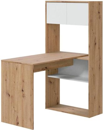 Dmora Scrivania Apogee, Scrittoio multifunzione reversibile ad angolo con libreria, Tavolo da studio o ufficio multiposizione, 108x70h140 cm, Bianco e