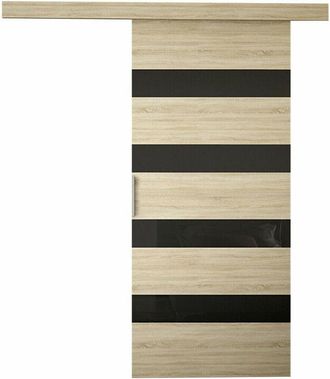 Mirjan24 Mobilier1 - Puerta Corredera Closico 174, Roble Sonoma + Negro