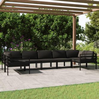 vidaXL Set Muebles De Jard&iacute;n 7 Pzas Y Cojines Aluminio Gris Antracita Vidaxl