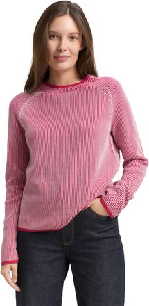 Tom Tailor Strickpullover TOM TAILOR, Damen, Gr. XXL, pink plait, Strick, Obermaterial: 100% Baumwolle, gestreift, normal h&uuml;ftbedeckend, Rundhals, Pullover Stric
