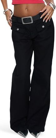 Princess Polly Benicale Low Rise Cargo Pants in Black at Nordstrom, Size 10