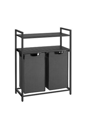 MID.YOU Mid.you W&auml;schekorb, Schwarz, Metall, Textil, Holzwerkstoff, 92L l, rechteckig, 73x92x33 cm, zusammenfaltbar, Nur In Filialen Erh&auml;ltlich