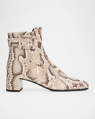 Roger Vivier 45mm Tres Vivier Snake-Printed Leather Ankle Boots
