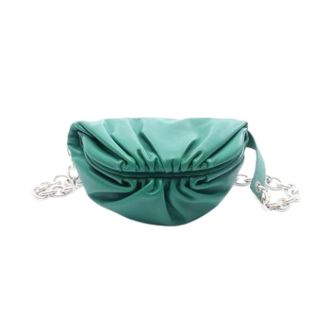 Bottega Veneta Pre-owned Shoulder Bags, female, Green, Size: ONE SIZE Pre-owned The Chain Pouch Mini Leather Waist Bag
