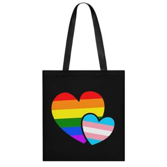 Generic LGBT Transgender Double Love Hearts Womens Tote Casual Shopping Bag Lightweight Shoulder Bags Hobos Handbag for Work Travel Daily 35x40cm