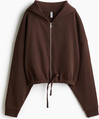 H&M Drawstring zip-through hoodie - Brown