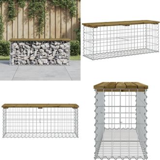 vidaXL Panca da Giardino Design Gabbione 103x31,5x42cm Pino Impregnato - Seduta da esterno - Panca in legno impregnato