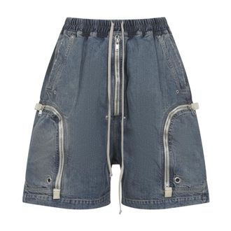 Rick Owens Denim Shorts, male, Blue, Size: L Bauhaus Pods Shorts