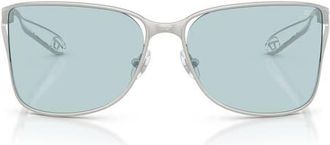 Diesel 61mm Pillow Sunglasses in Matte Silver /Light Blue at Nordstrom