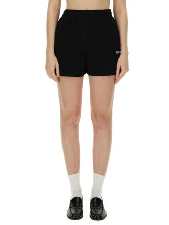 Rotate Black Cotton Logo Shorts