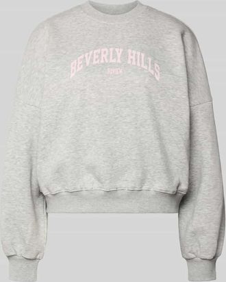 Review Sweatshirt mit Label-Print und Rundhalsausschnitt in Hellgrau Melange, Gr&ouml;&szlig;e XL