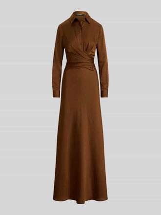 Lauren Ralph Lauren Abendkleid mit Raffungen in der Taille in Hellbraun, Gr&ouml;&szlig;e 34