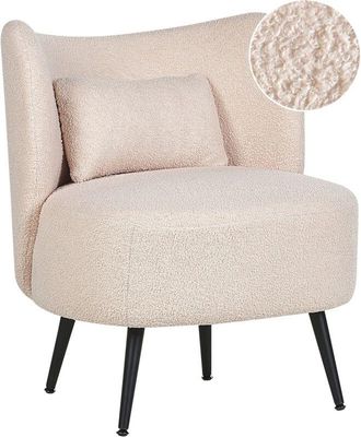 Beliani Beliani - Armchair Living Room Seating Curved Backrest Glam Design Boucle Upholstery Black Legs Beige Otsby