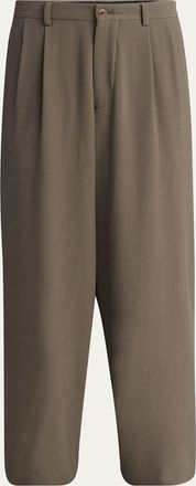 Giorgio Armani Mens Pleated Wool Stretch Seersucker Trousers