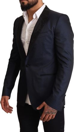 Dolce & Gabbana Mens Blue Wool Slim Fit Martini Blazer Jacket Clothing